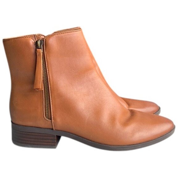 Naturalizer Robyn Women’s 8.5 Brown Leather Ankle Booties Side Zip English Tea - Picture 1 of 15